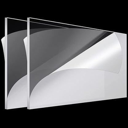 Roowest 2 Pcs 24 x 48 Inch, 1/4 Inch Thick Clear Acrylic Plexiglass Sheets by Roowest