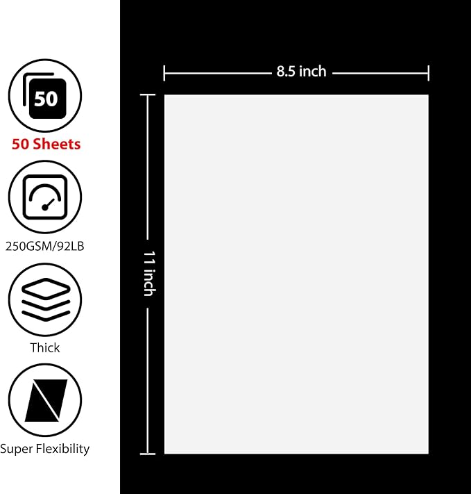 OcePor 50 Sheets White Cardstock Paper, Colored Printer Paper 8.5 x 11 - Image 2