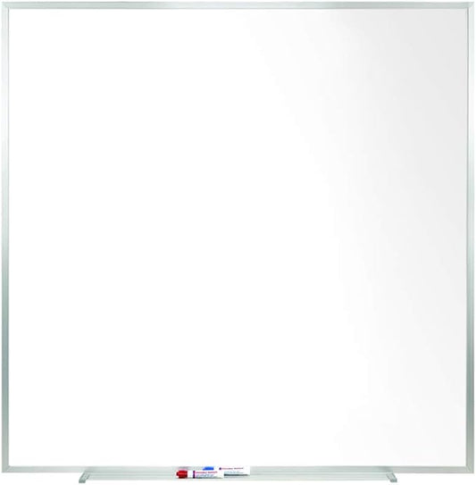 Ghent 4 x 4 Porcelain Magnetic Whiteboard, Aluminum Frame, 1 Marker, 1 Eraser by Ghent
