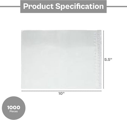 PSBM 1000 PCS 5.5 x 10 Inch Clear Blank Packing List Envelopes, Shipping - Image 3