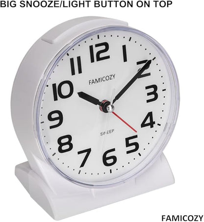 FAMICOZY 4.5" No Ticking Analog Alarm Clock, Silent Readable - Image 3