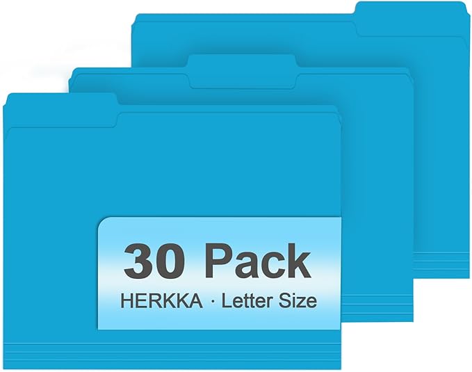 File Folder, HERKKA 30 Pack 1/3 Cut Tab File Folders, File Folders Great by HERKKA