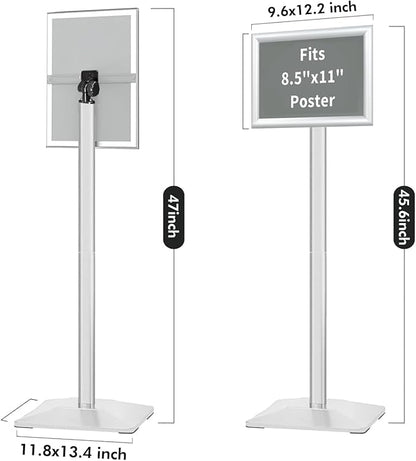 INNOVSIGN Heavy Duty Adjustable Pedestal Poster Sign Stand, 8.5x11 Aluminum - Image 6