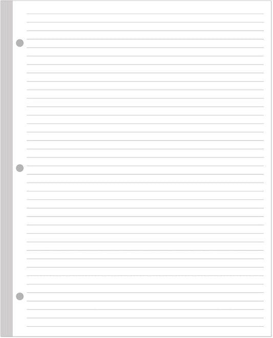 3-Hole Lined Refill Paper, Letter Size Punched Ruled Filler, 100 Sheets / 200 by Yaridar