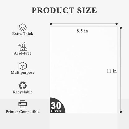 White Cardstock 8.5 x 11"Inch, 80lb Cardstock Paper, 30 Sheets Card Stock Paper - Image 2