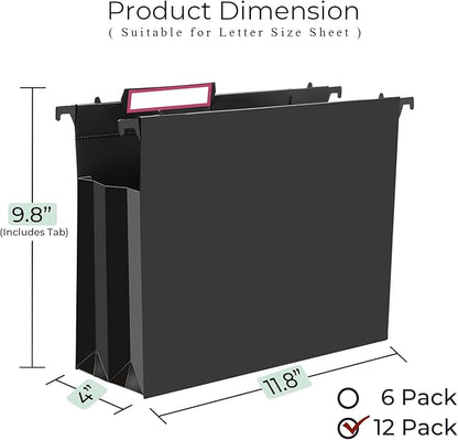 Y YOMA Plastic Extra Capacity Hanging File Folder, Letter Size, 4” Expansion - Image 5