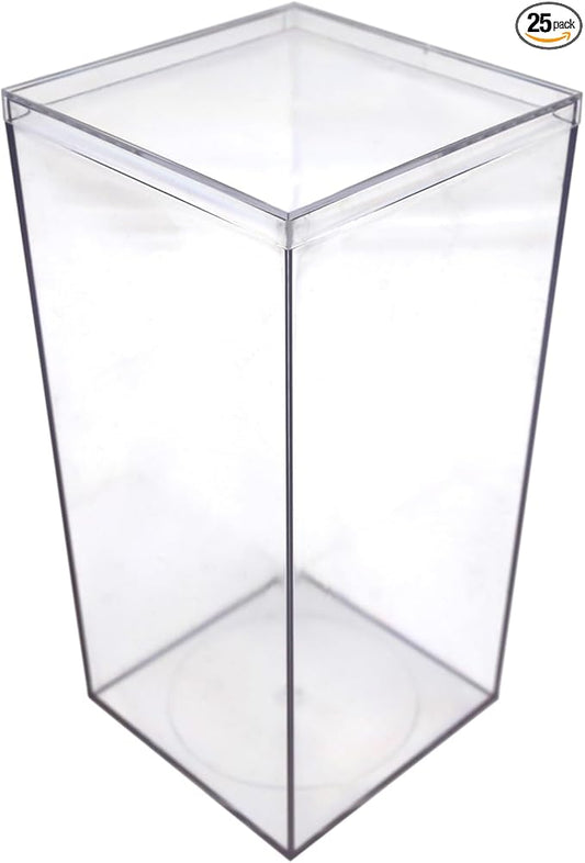 Set of 25 Acrylic Boxes with Lids, Made in USA, Display Cases by GaryPlasticPackaging