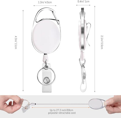 Retractable Badge Holder with Carabiner Reel Clip and Key Ring - Image 2