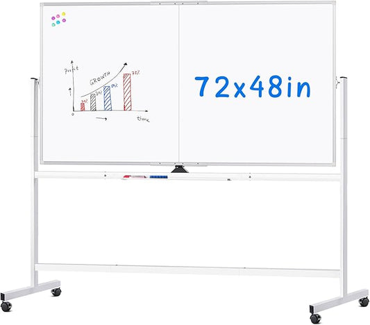 maxtek Rolling Whiteboard, 72x48 Large Double-Sided White Board Dry Erase on by Maxtek