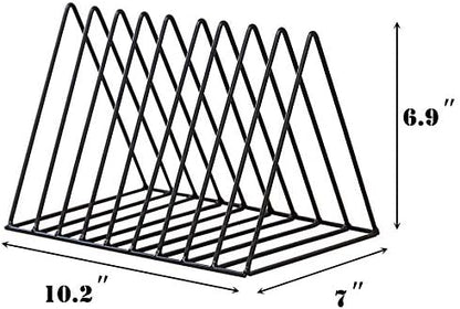 Sooyee 9 Slot Black Magazine Holder, Desktop File Sorter Organizer Triangle - Image 6