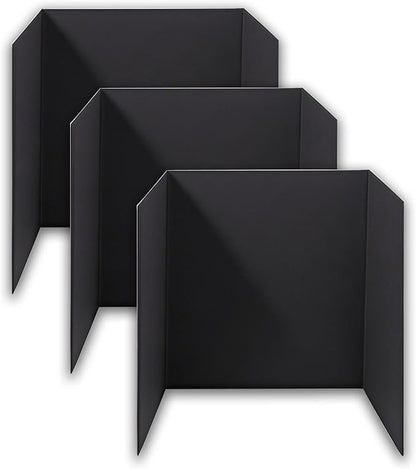 3-Pack Black Trifold Display Boards, 24 x 16 Inches Tri-Fold Corrugated by LonlyEagle