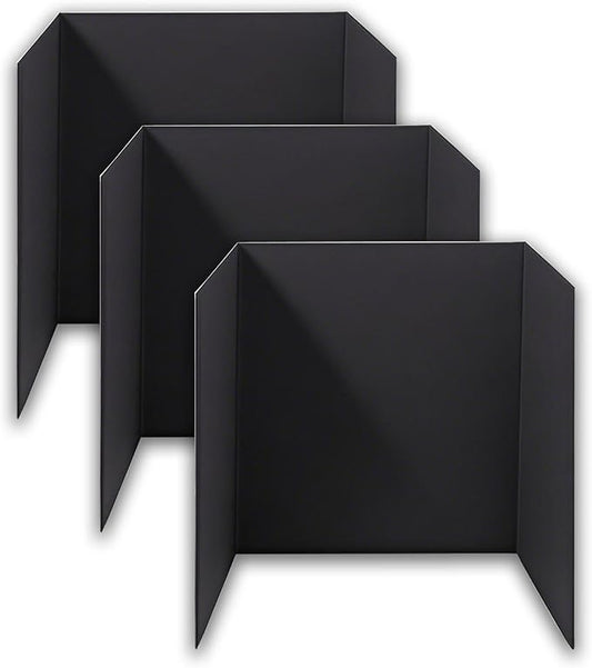 3-Pack Black Trifold Display Boards, 24 x 16 Inches Tri-Fold Corrugated by LonlyEagle