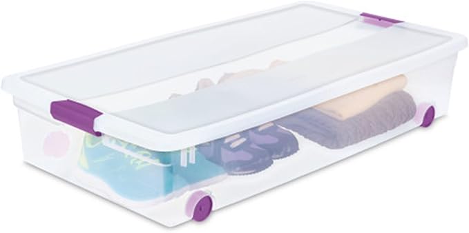 Sterilite 16-Pack 60 Quart ClearView Latch Box, Wheeled Underbed Organizer Bins - Image 7