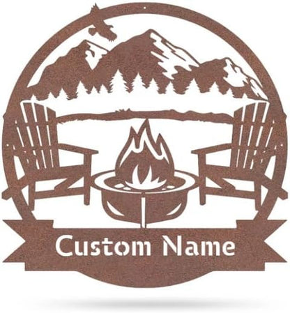 RealSteel Personalized Campfire Monogram Sign – Custom Metal Wall Art by RealSteel