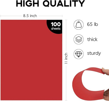 100 Sheets Red Cardstock 8.5 x 11 65lb Printer Paper, Goefun Red Card Stock - Image 2