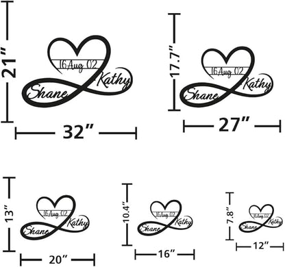 Personalized Valentines Metal Wall Sign, Custom Infinity Heart Love Couple Name - Image 4
