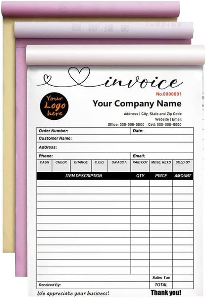 Personalized Invoice Book Custom 2 Part/3 Part Receipt Book Quote Estimate by BFHEFGSUU