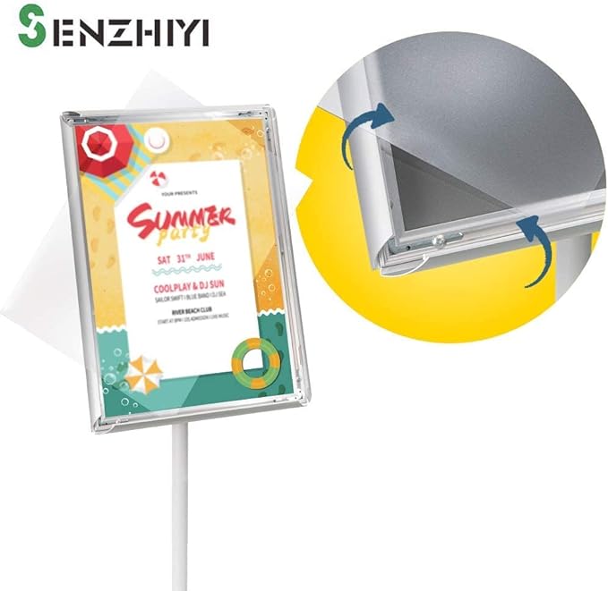 SENZHIYI Adjustable Poster Stand Holder Heavy Duty Snap Open Aluminum Pedestal - Image 2