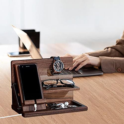 Gifts for Men Bedside Organiser Wood Phone Docking Station Dad Birthday Gifts - Image 5