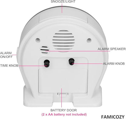 FAMICOZY 4.5" No Ticking Analog Alarm Clock, Silent Readable - Image 6