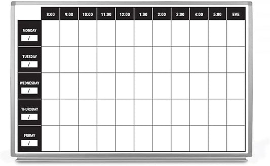 Work Week Dry-Erase Scheduling Whiteboard 60" x 40" by CreativeSafetySupply