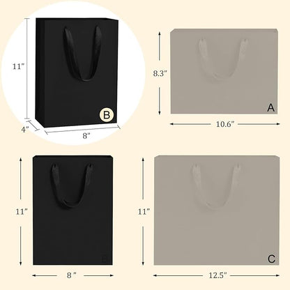 BagDream Black Gift Bags with Handles 8x4x11 Inch 50pcs Black Kraft Paper Bags - Image 2