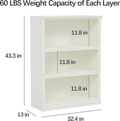 Bevfint 43 in Tall Bookcase, 3-Tier Bookshelf Open Storage, 33 inch Wide Floor - Image 3