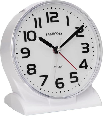 FAMICOZY 4.5" No Ticking Analog Alarm Clock, Silent Readable by FAMICOZY