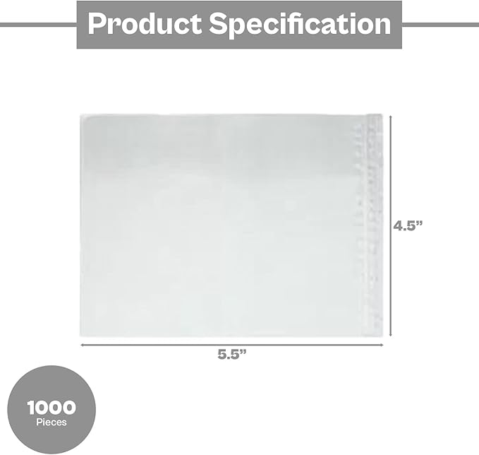 4.5" x 5.5" Clear Packing List Back Side Loading Plain Face Envelopes Pouches - Image 3