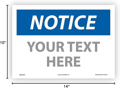Custom OSHA Style Notice Sign 10" x 14" Adhesive Vinyl Sign, Customizable "Your - Image 7