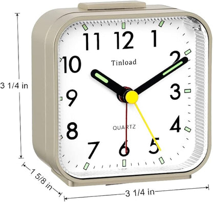 Tinload Small Battery Operated Analog Travel Alarm Clock Silent Non Ticking - Image 3