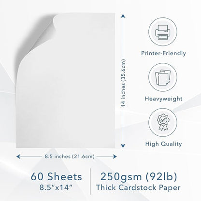 MOS White Legal Cardstock Paper 8.5 x 14 Inch — Heavyweight 250 GSM Cover Stock - Image 2