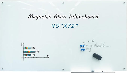 Magnetic Glass Dry Erase Board Frameless Wall Mounted White Board 40 * 72 by Gooderboard