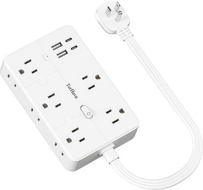 Surge Protector Power Strip 1 FT Flat Extension Cord ，10 AC Outlets & 4 USB by Unknown