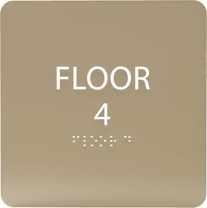 Light Brown ADA Floor 4 Sign by ADACentralSigns