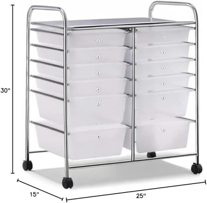Giantex 12 Drawer Rolling Storage Cart Tools Scrapbook Paper Office School - Image 3