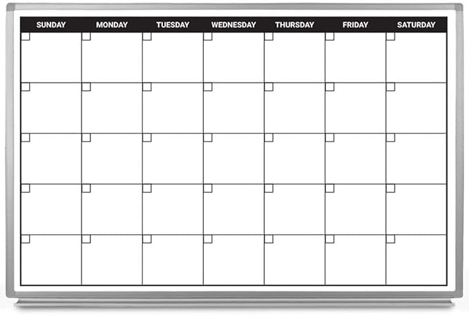 Month Calendar Dry-Erase Scheduling Whiteboard 48" x 36" by CreativeSafetySupply