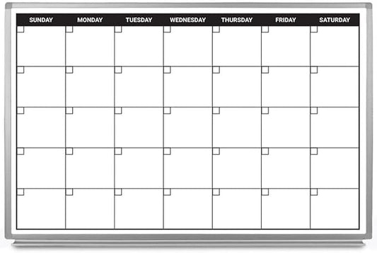 Month Calendar Dry-Erase Scheduling Whiteboard 60" x 40" by CreativeSafetySupply