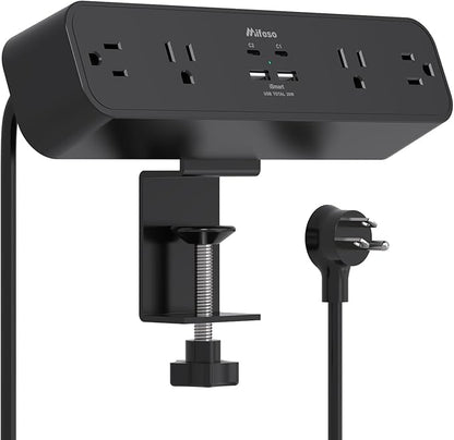 PD40W Desk Clamp Power Strip, Desktop Mount Surge Protector, Fast Charging by Mifaso