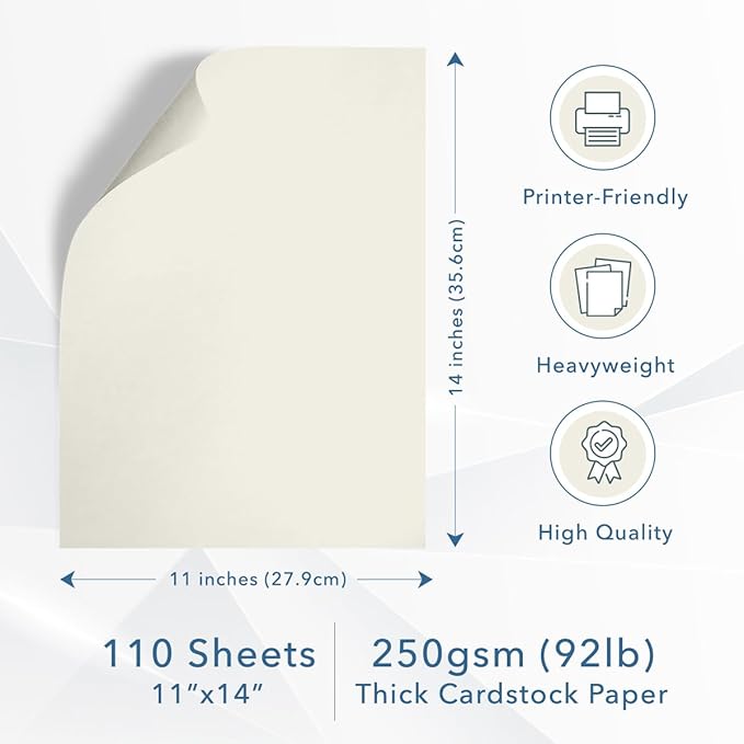 MOS Off-White Cardstock Paper 11 x 14 Inch — Heavyweight Poster Board Card Stock - Image 2