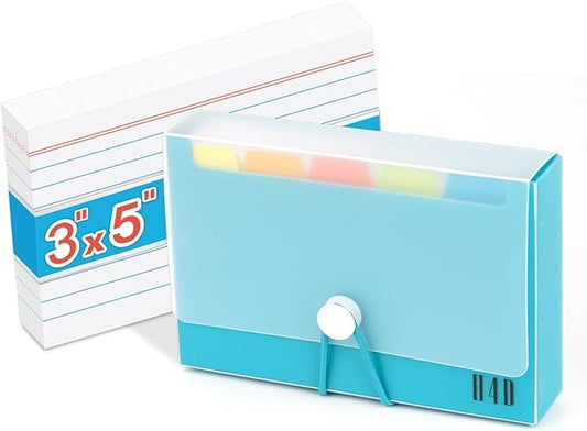 H4D 3x5 Index Card Case with 100 Heavyweight Ruled Index Cards and Dividers by H4D