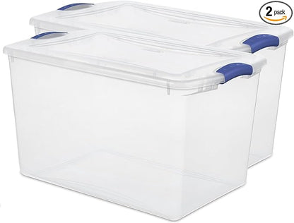 2 Pack 66 Quart Heavy-Large Clear Plastic Storage Bins by Unknown