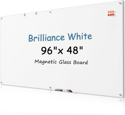 MaxGear Glass Whiteboard Tempered Magnetic Dry Erase Board 72 x 48 Inch Ultra by MaxGear