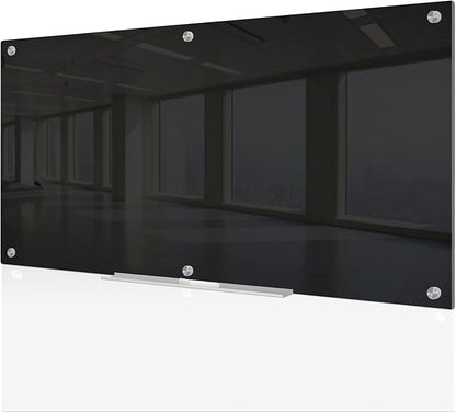 J&J worldwide Magnetic Black Glass Whiteboard 6' x 3', 70 x 35 Inches Large by JJworldwide