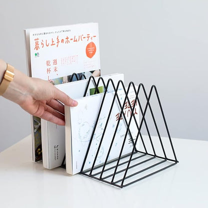 Sooyee 9 Slot Black Magazine Holder, Desktop File Sorter Organizer Triangle - Image 2