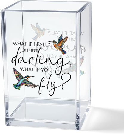 Vgrti What If I Fall What If You Fly Acrylic Cosmetic Pencil Pen Holder Cup by Unknown