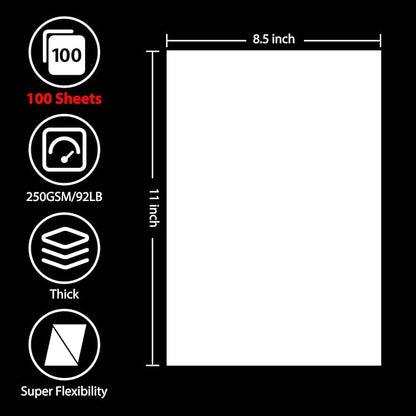 OcePor 100 Sheets White Cardstock 8.5” x 11”, 92lb/250gsm Card Stock, Thick - Image 2