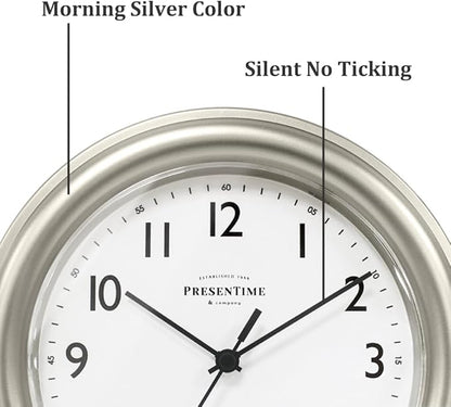Presentime & Co. 8.5" Modern Farmhouse Essential Wall Clock, Silent Non Ticking - Image 2