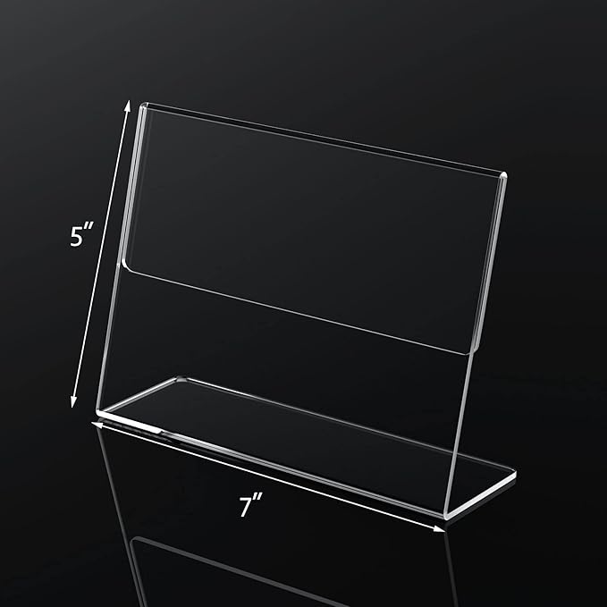 NIUBEE Slanted Back Acrylic Sign Holder 7 x 5 Inches, Restaurant -Horizontal - Image 3