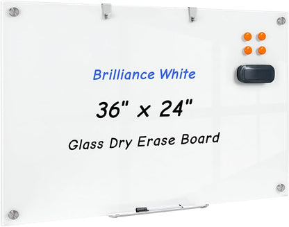 36 x 24 Inches Glass Whiteboard, Magnetic Glass Dry Erase Board by Wingwise